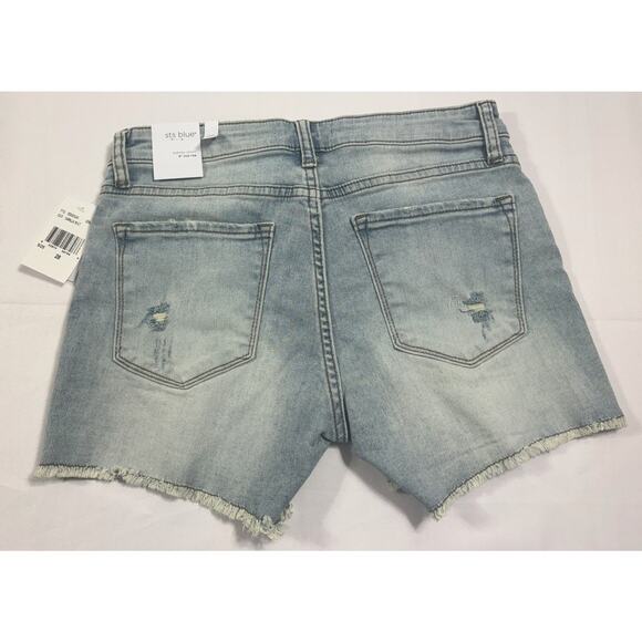 Sts NWT Blue Aubrey Midrise light-wash Jeans Distressed Stretch Shorts Size‎ 28 - Picture 2 of 2